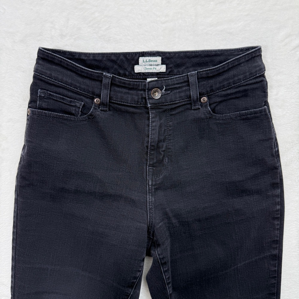L.L. Bean Jeans Womens 8P Black Classic Fit Straight Leg Stretch Denim - Picture 2 of 12